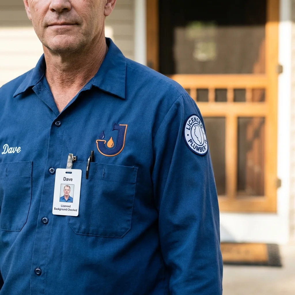 Licensed plumber showing ID badge in Toledo, OH