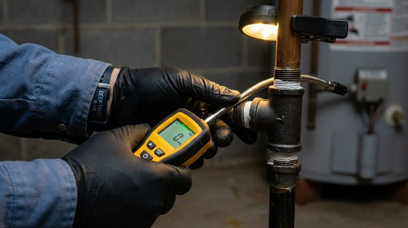 Gas leak detection with electronic sniffer by Johns Plumbing LLC in Toledo