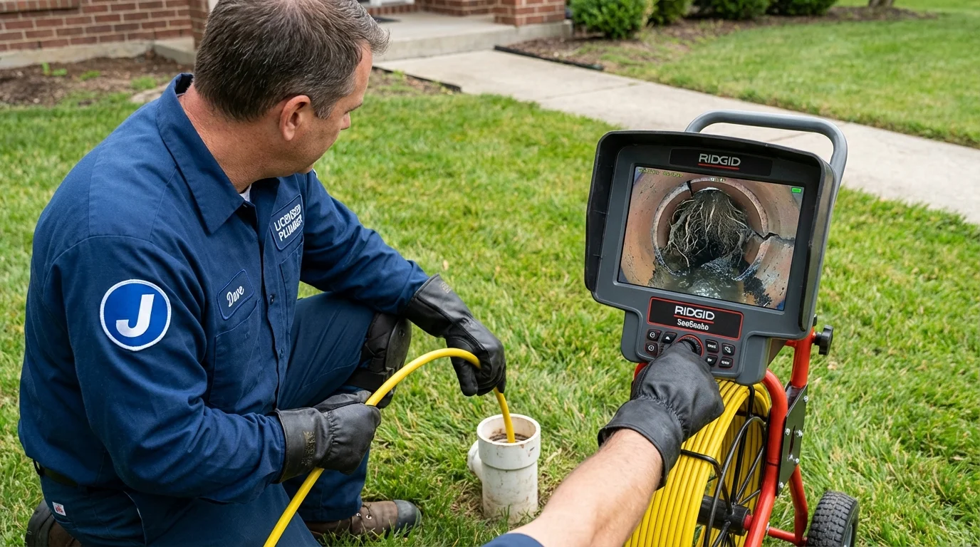 Sewer camera inspection being performed by Johns Plumbing LLC in Toledo