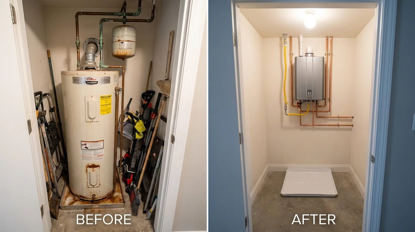 Tank water heater versus wall-mounted tankless unit comparison for Toledo, OH homeowners